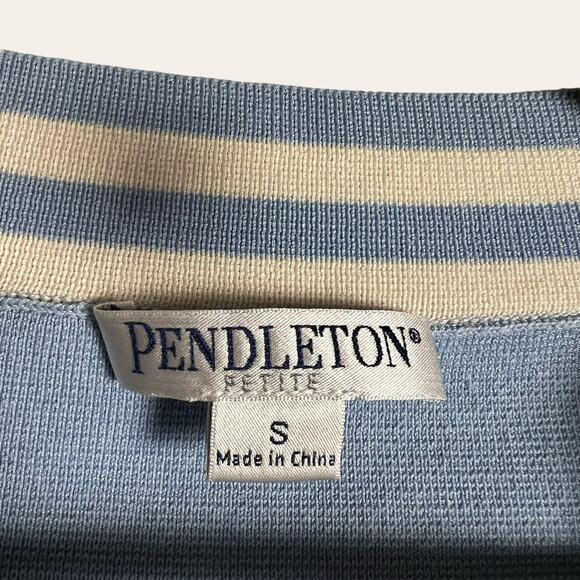 Pendleton Blue White Striped Silk Blend Open Cardigan Sweater Size PS - Picture 2 of 9